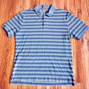 NEW EDDIE BAUER Striped Polo Shirt Blue Medium Men’s NWOT